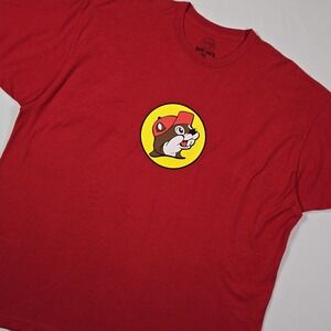 Buc-ees Adult Red Short Sleeve T-Shirt 2XL Beaver Logo Graphic Print